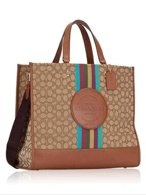 Coach Dempsey Tote Bag 40 in Signature Jacquard With Stripe And Coach Patch
